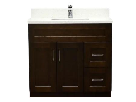 36" Solid Wood Shaker Vanity with Drawers (No Top)