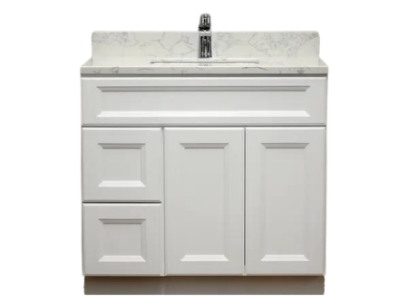 36" Solid Wood Shaker Vanity with Drawers (No Top)