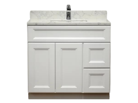 36" Solid Wood Shaker Vanity with Drawers (No Top)