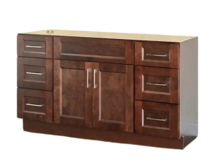 48" Solid Wood Shaker Vanity with both side Drawers (No Top)