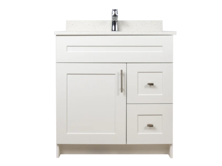 30" MDF Shaker Vanity with Drawers (No Top)