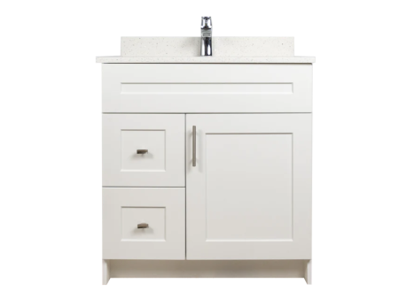 30" MDF Shaker Vanity with Drawers (No Top)