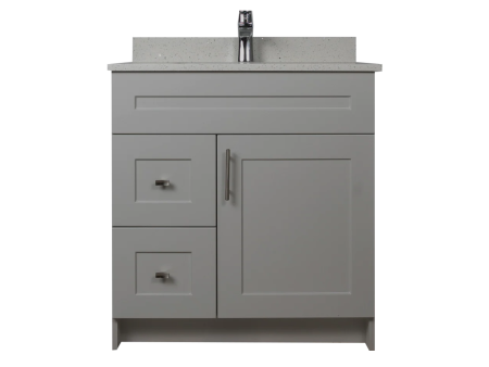 30" MDF Shaker Vanity with Drawers (No Top)