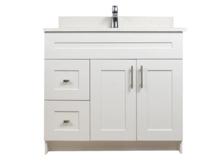 36" MDF Shaker Vanity with Drawers (No Top)