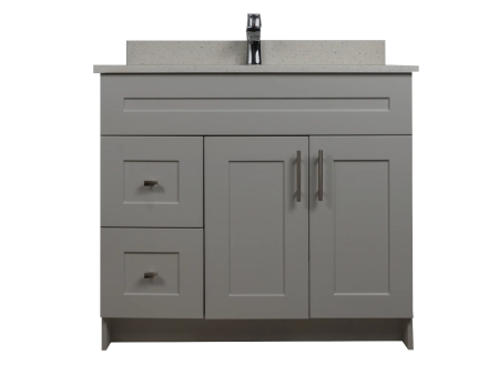 36" MDF Shaker Vanity with Drawers (No Top)