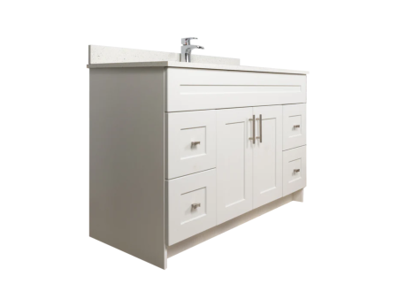 48" MDF Shaker Vanity with both side drawers (No Top)