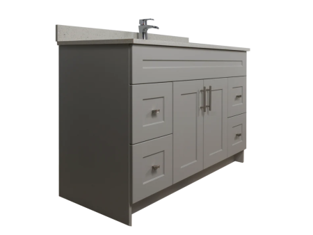 48" MDF Shaker Vanity with both side drawers (No Top)