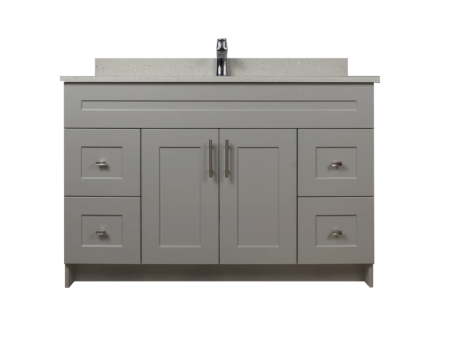 48" MDF Shaker Vanity with both side drawers (No Top)