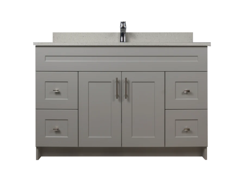 48" MDF Shaker Vanity with both side drawers (No Top)