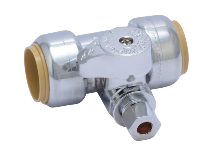 1/2" Push  x 3/8" OD Tee Ball Valve