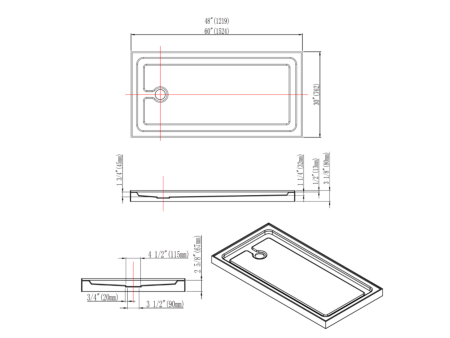 60" x 30" UNIVERSAL Shower Base