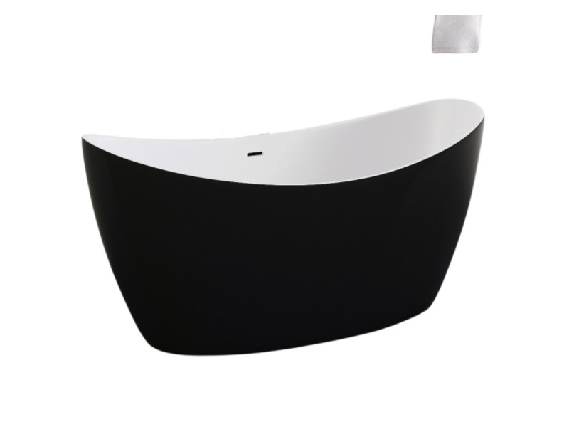 59" BLACK BOAT FREE STANDING BATH TUB