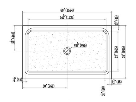 60" x 36" CENTRE Shower Base