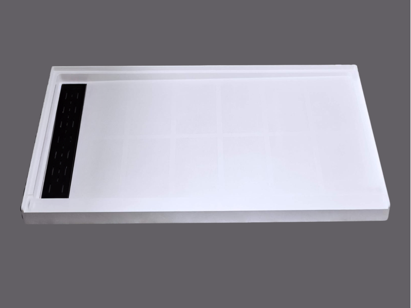 60" x 32" LHS Shower Base BLACK Linear