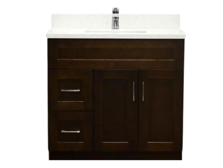 36" Solid Wood Shaker Vanity with Drawers (No Top)